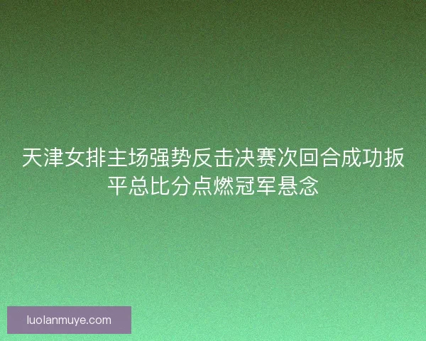 天津女排主场强势反击决赛次回合成功扳平总比分点燃冠军悬念 天津女排主场强势反击决赛次回合成功扳平总比分点燃冠军悬念