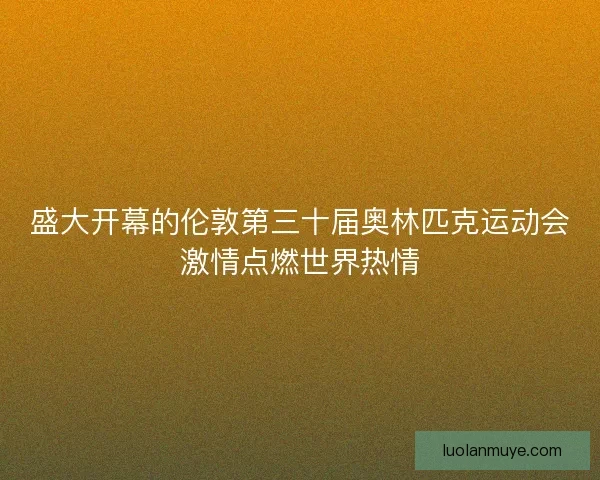 盛大开幕的伦敦第三十届奥林匹克运动会激情点燃世界热情 盛大开幕的伦敦第三十届奥林匹克运动会激情点燃世界热情